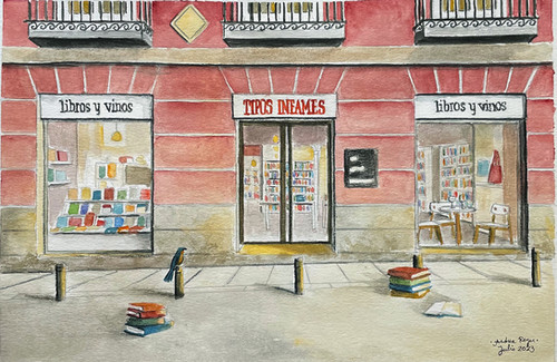 Ilustración de la fachada de Tipos Infames